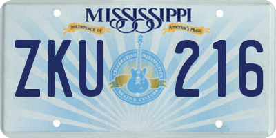 MS license plate ZKU216