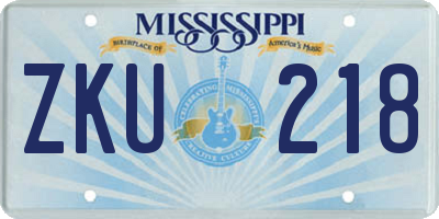MS license plate ZKU218