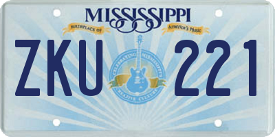 MS license plate ZKU221