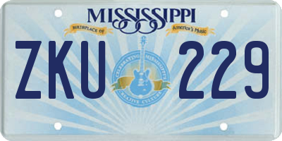 MS license plate ZKU229