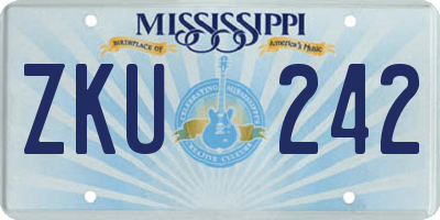 MS license plate ZKU242