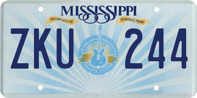 MS license plate ZKU244
