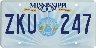 MS license plate ZKU247