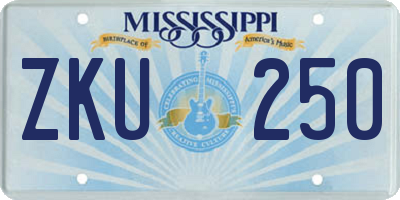 MS license plate ZKU250