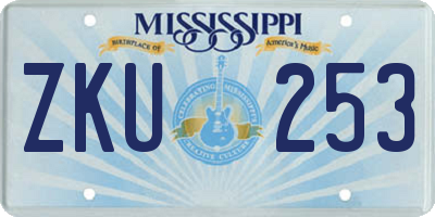 MS license plate ZKU253