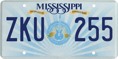 MS license plate ZKU255