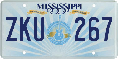 MS license plate ZKU267