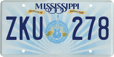 MS license plate ZKU278
