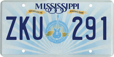 MS license plate ZKU291