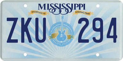 MS license plate ZKU294