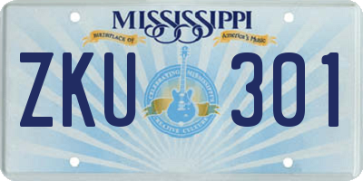 MS license plate ZKU301