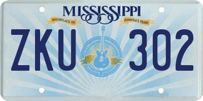 MS license plate ZKU302