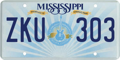 MS license plate ZKU303
