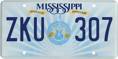 MS license plate ZKU307