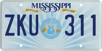 MS license plate ZKU311