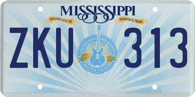 MS license plate ZKU313