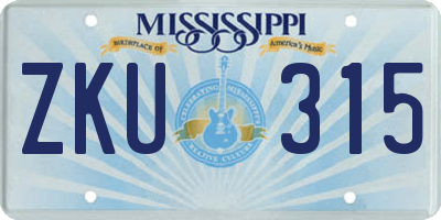 MS license plate ZKU315