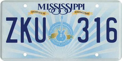 MS license plate ZKU316