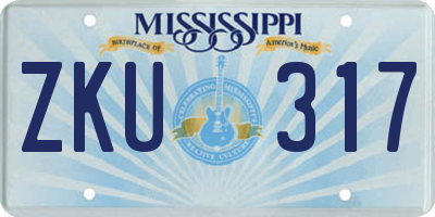 MS license plate ZKU317