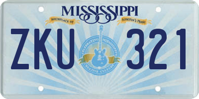 MS license plate ZKU321