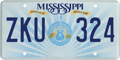 MS license plate ZKU324