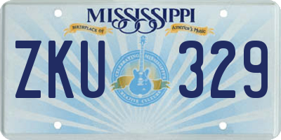 MS license plate ZKU329