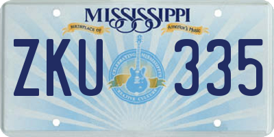 MS license plate ZKU335