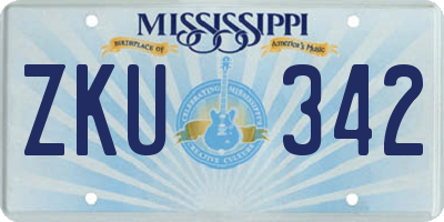 MS license plate ZKU342