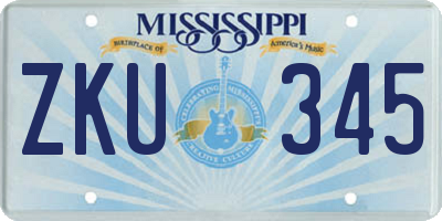 MS license plate ZKU345