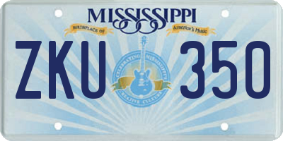 MS license plate ZKU350