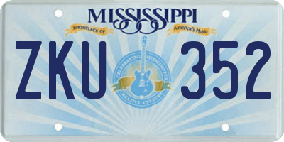 MS license plate ZKU352