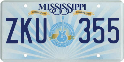 MS license plate ZKU355