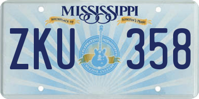 MS license plate ZKU358