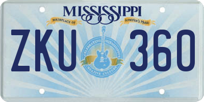 MS license plate ZKU360