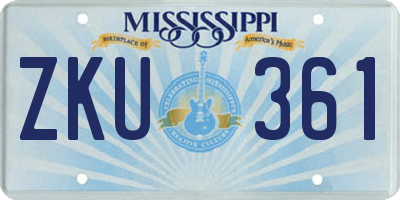MS license plate ZKU361