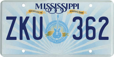 MS license plate ZKU362