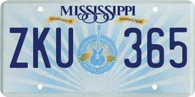 MS license plate ZKU365