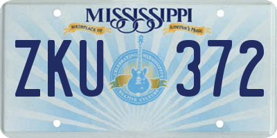 MS license plate ZKU372