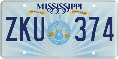 MS license plate ZKU374