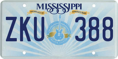 MS license plate ZKU388