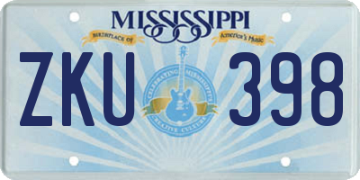 MS license plate ZKU398