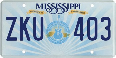 MS license plate ZKU403