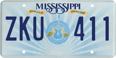 MS license plate ZKU411