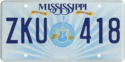 MS license plate ZKU418