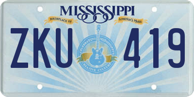 MS license plate ZKU419