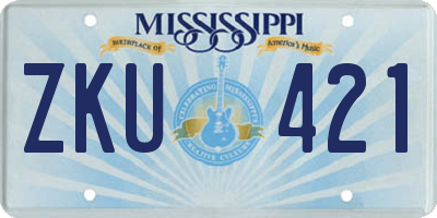 MS license plate ZKU421