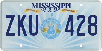 MS license plate ZKU428