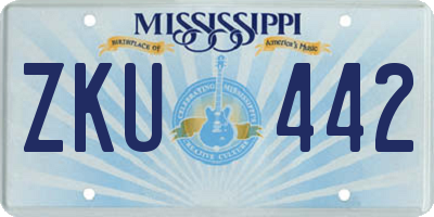 MS license plate ZKU442