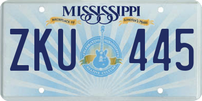 MS license plate ZKU445
