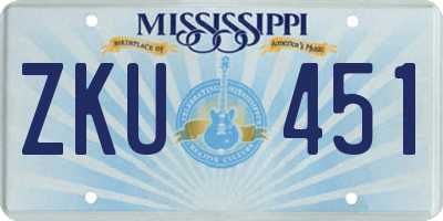 MS license plate ZKU451